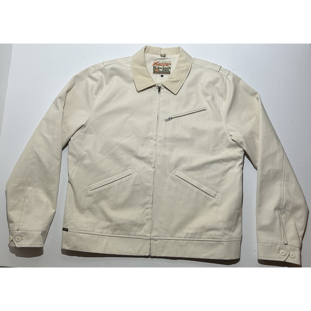 Seager Ranch jacket Men's Size XXL Cream Outdoor Pockets Collared Work Wear EUC